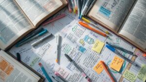 Notebook filled with current affairs notes on Kenyan national news.”