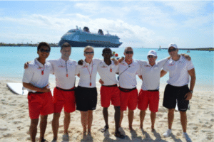 Disney Cruise recruitment interview panel with candidates in a professional setting