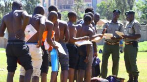 Kenya prisons recruitment 2026: Applicants lining up at a recruitment center